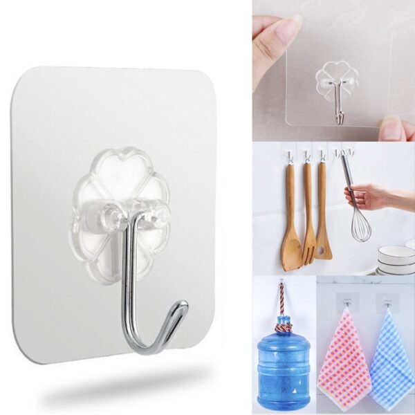 12 pcs Self-Adhesive Wall Hook – Transparent & Durable - Image 3