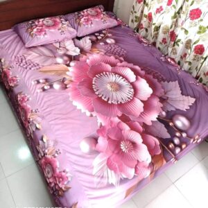 3D Design Velvet Bed Sheet with Pillow Covers (3-Piece Set)