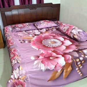 3D Design Velvet Bed Sheet with Pillow Covers (3-Piece Set)