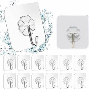 12 pcs Self-Adhesive Wall Hook – Transparent & Durable